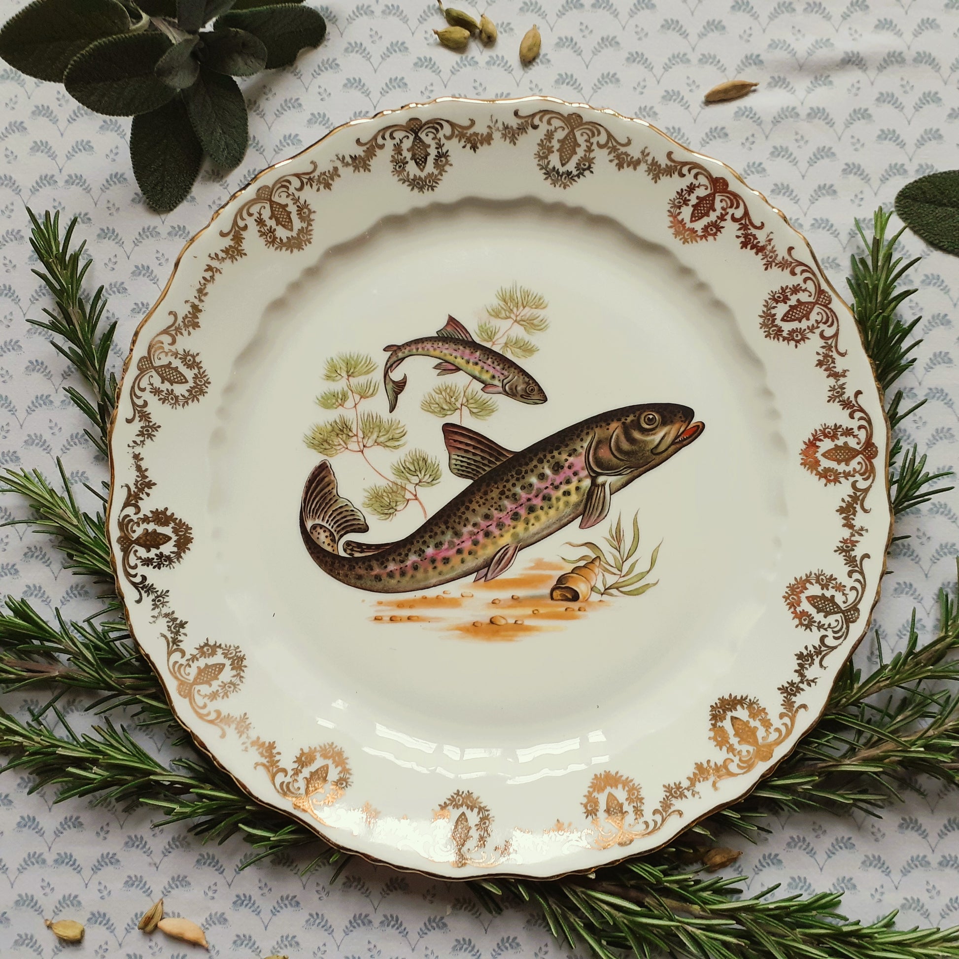 TEN Mix and Match Vintage Fish Plates from Tiggy and Pip - Just €240! Shop now at Tiggy and Pip