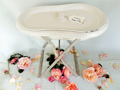 Enamel Baby Bath Tub with Lid, on Stand. from Tiggy & Pip - Just €260! Shop now at Tiggy and Pip