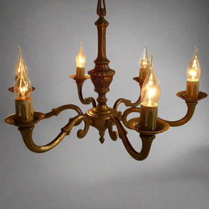 Antique, Heavy, Bronze 6 Arm Chandelier from Tiggy & Pip - Just €460! Shop now at Tiggy and Pip