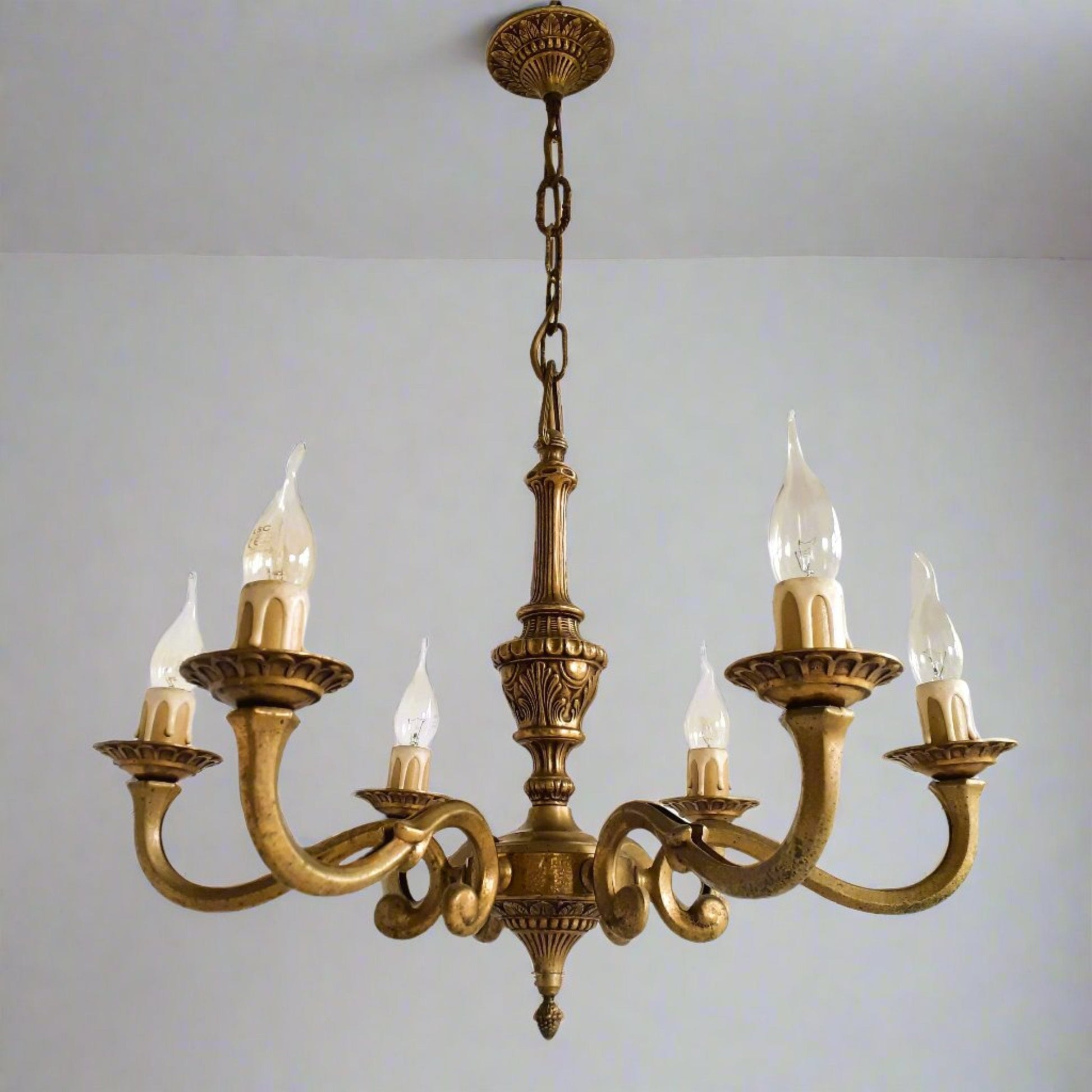 Antique, Heavy, Bronze 6 Arm Chandelier from Tiggy & Pip - Just €460! Shop now at Tiggy and Pip