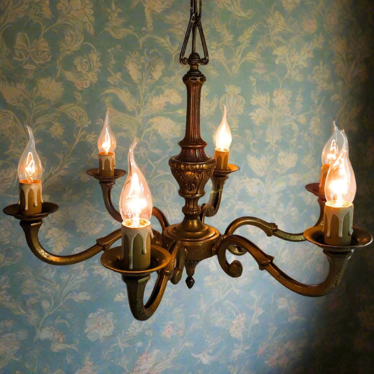 Antique, Heavy, Bronze 6 Arm Chandelier from Tiggy & Pip - Just €460! Shop now at Tiggy and Pip