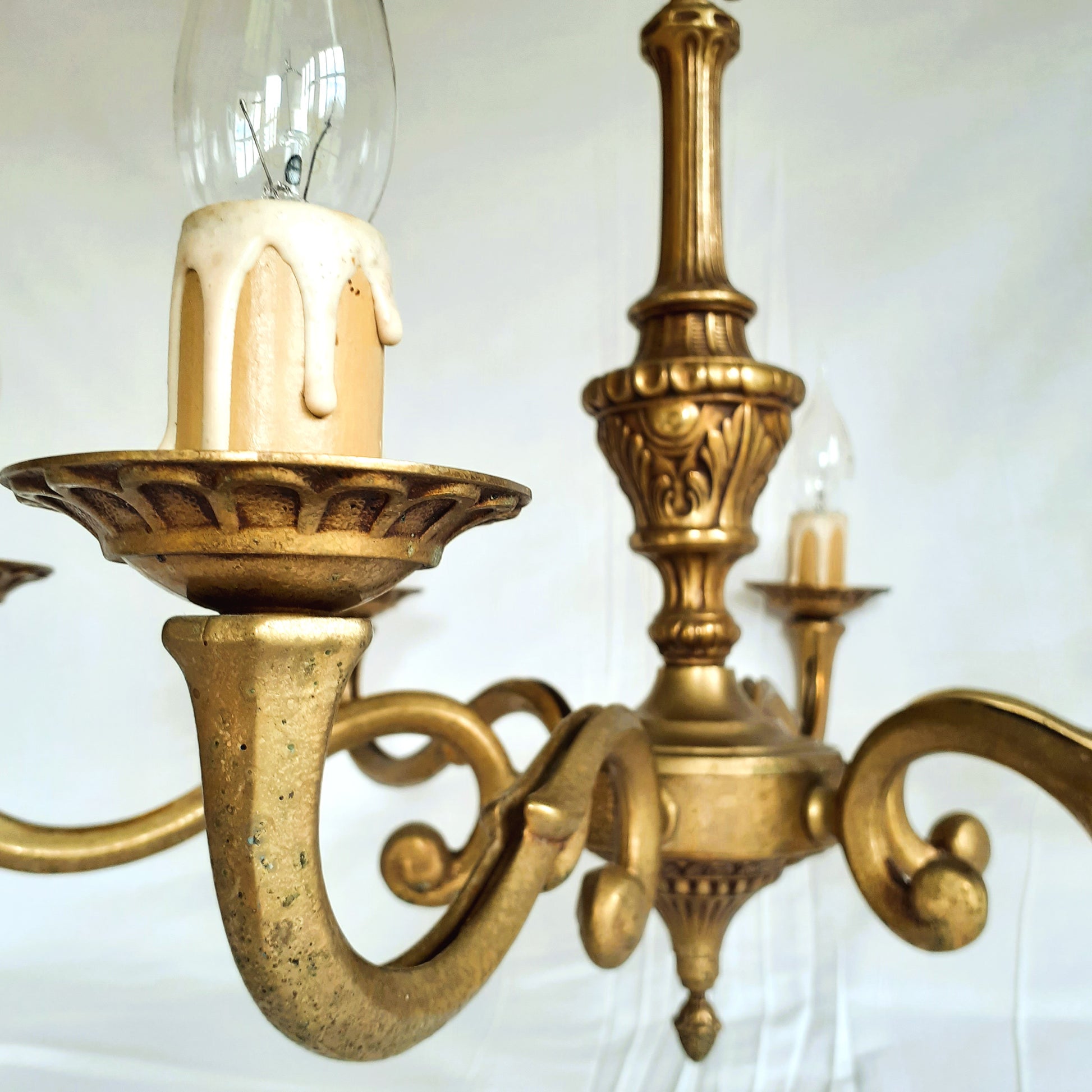 Antique, Heavy, Bronze 6 Arm Chandelier from Tiggy & Pip - Just €460! Shop now at Tiggy and Pip