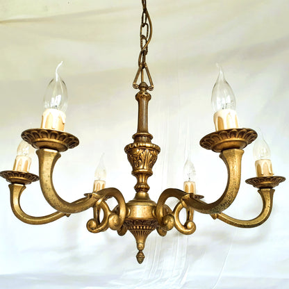 Antique, Heavy, Bronze 6 Arm Chandelier from Tiggy & Pip - Just €460! Shop now at Tiggy and Pip