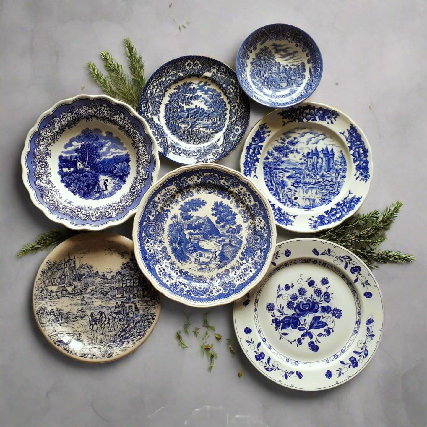 SEVEN Mix and Match Blue and White China Plates/Dishes from Tiggy & Pip - Just €168! Shop now at Tiggy and Pip