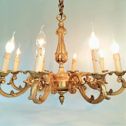 Bronze 8 arm chandelier. Rococo/ Baroque lighting from Tiggy & Pip - Just €560! Shop now at Tiggy and Pip