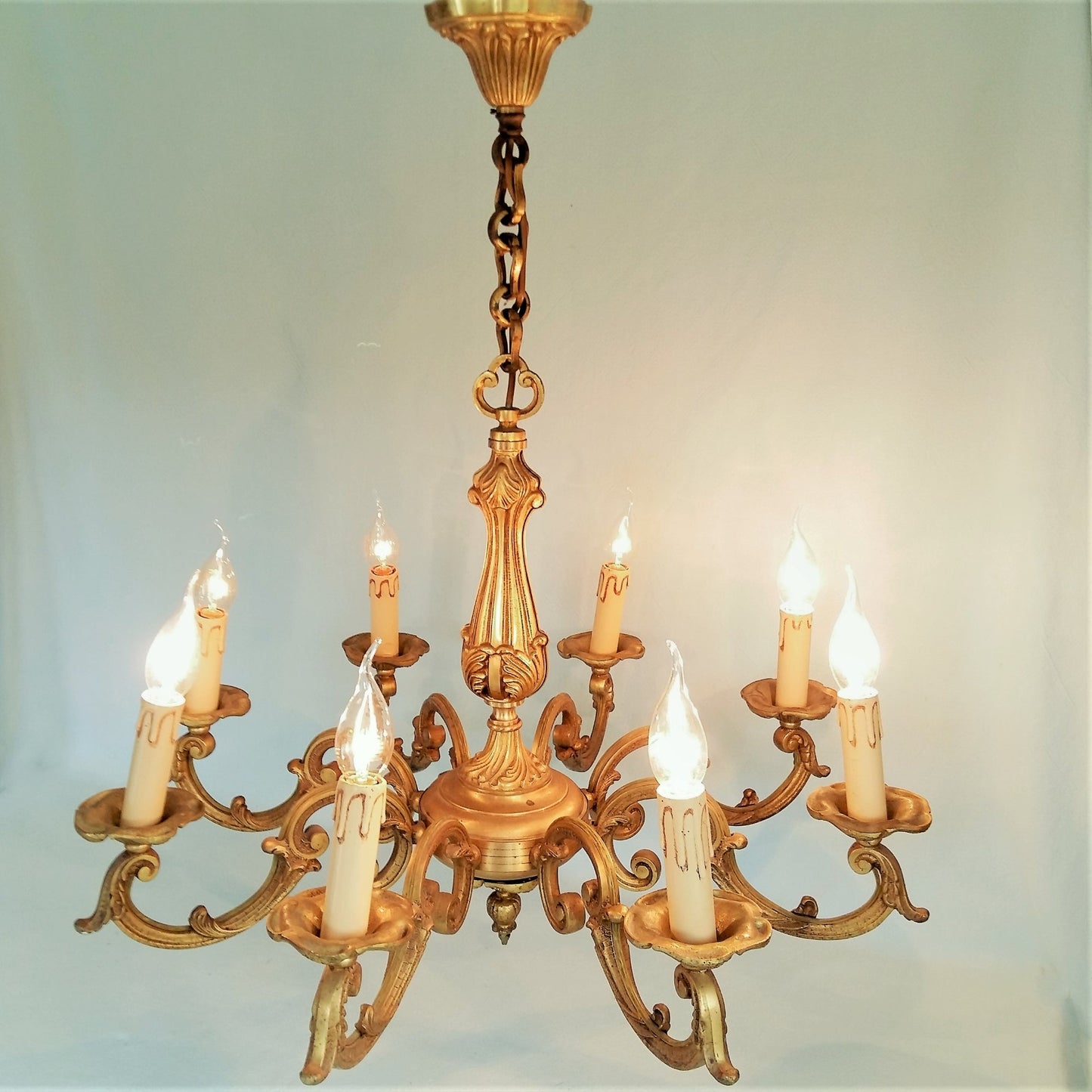 Bronze 8 arm chandelier. Rococo/ Baroque lighting from Tiggy & Pip - Just €560! Shop now at Tiggy and Pip