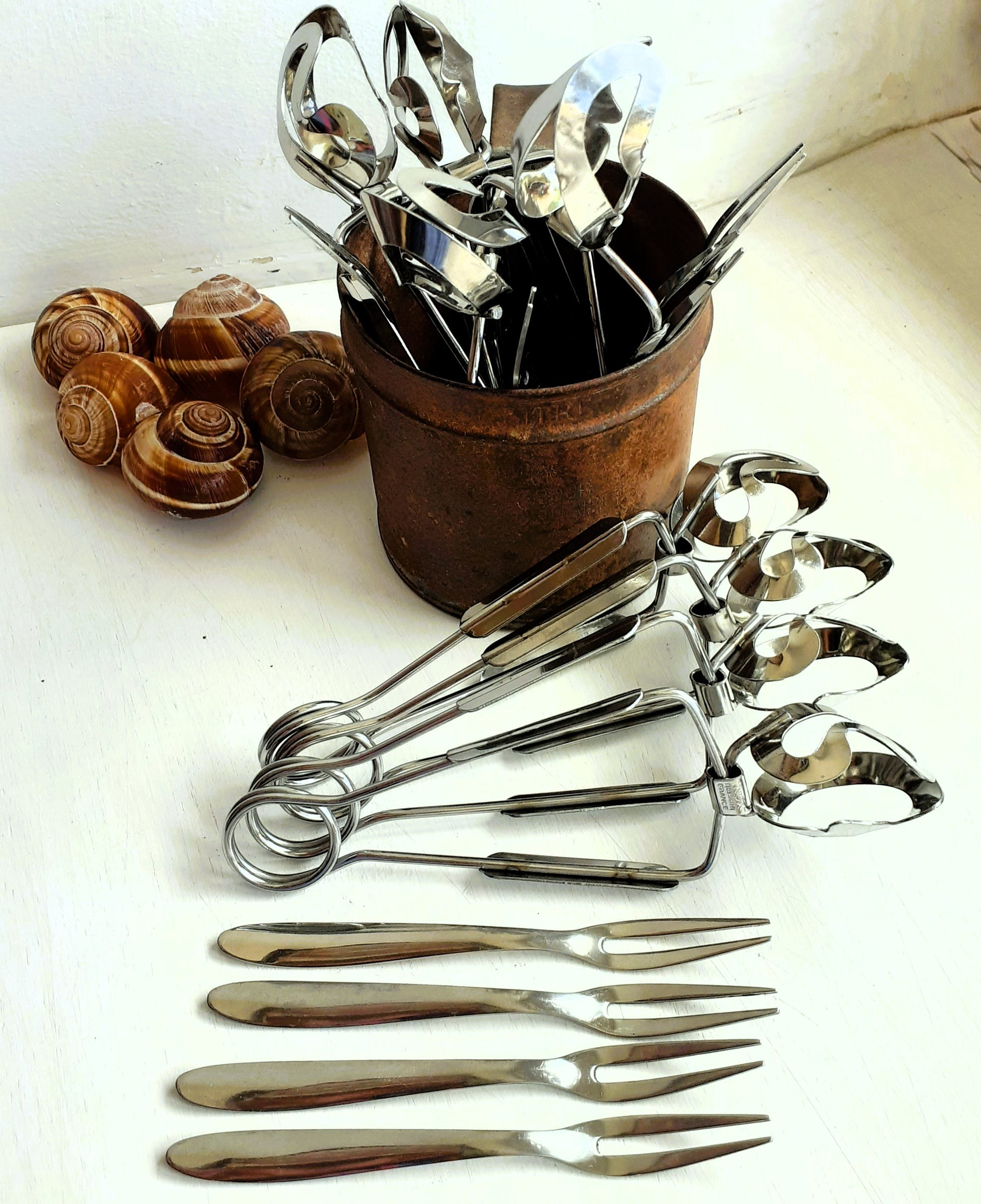 16 Piece Escargot Cutlery Set. Snail Tongs and Forks from Tiggy & Pip - Just €120! Shop now at Tiggy and Pip