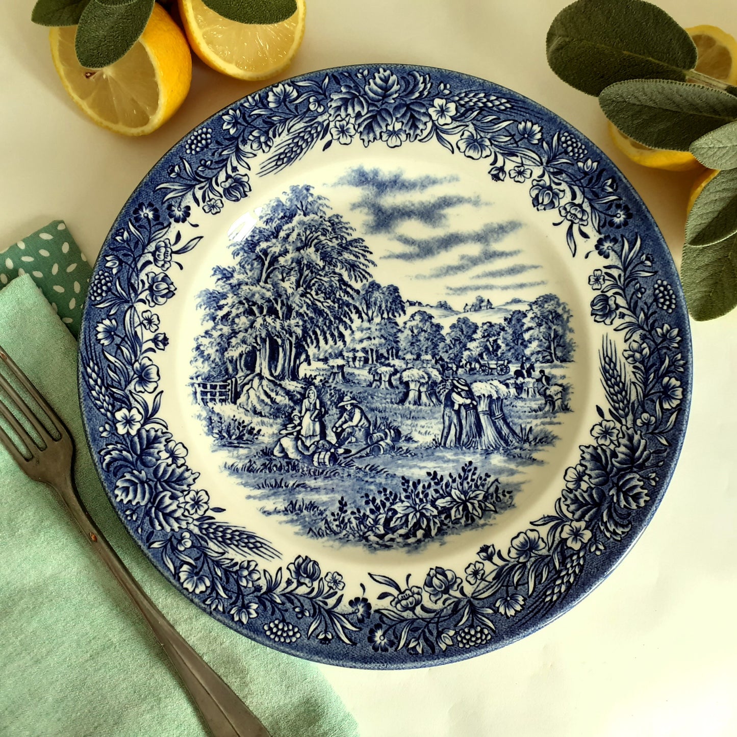 SIX Mismatched Blue and White Transferware Plates from Tiggy & Pip - Just €149! Shop now at Tiggy and Pip