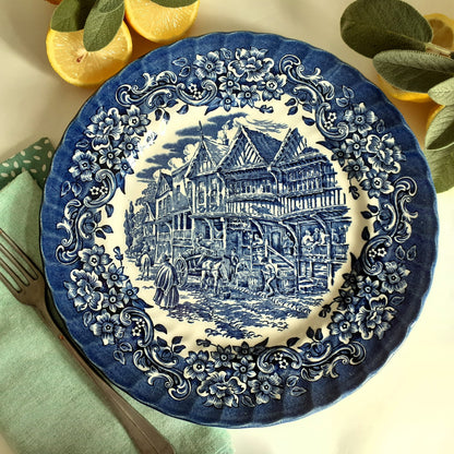 SIX Mismatched Blue and White Transferware Plates from Tiggy & Pip - Just €149! Shop now at Tiggy and Pip