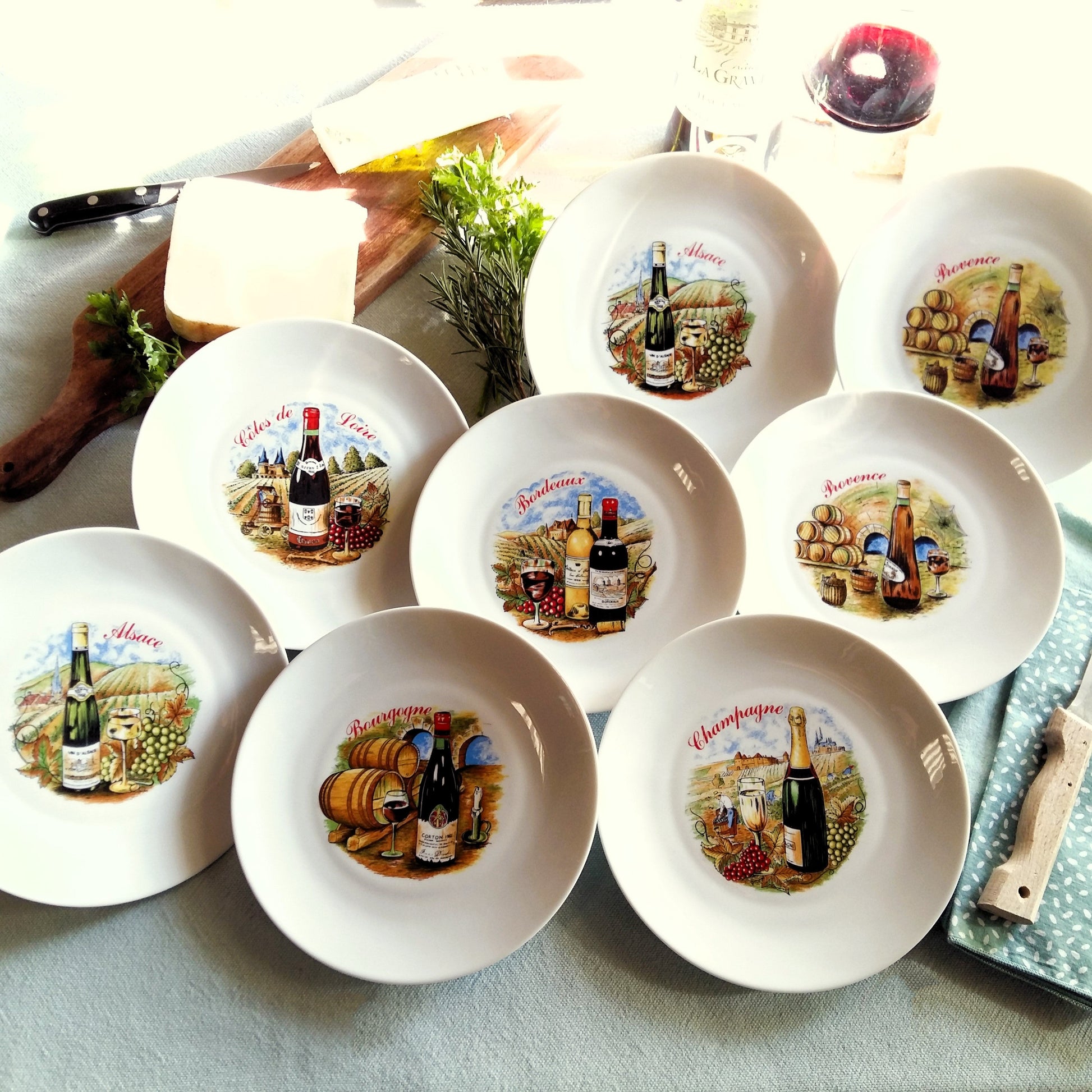 EIGHT Vintage Wine and Cheese Plates from Tiggy & Pip - Just €160! Shop now at Tiggy and Pip