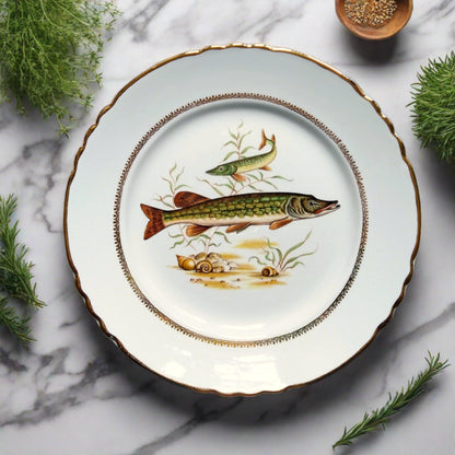 Six Vintage Fish Plates by Moulin des Loups from Tiggy and Pip - Just €168! Shop now at Tiggy and Pip