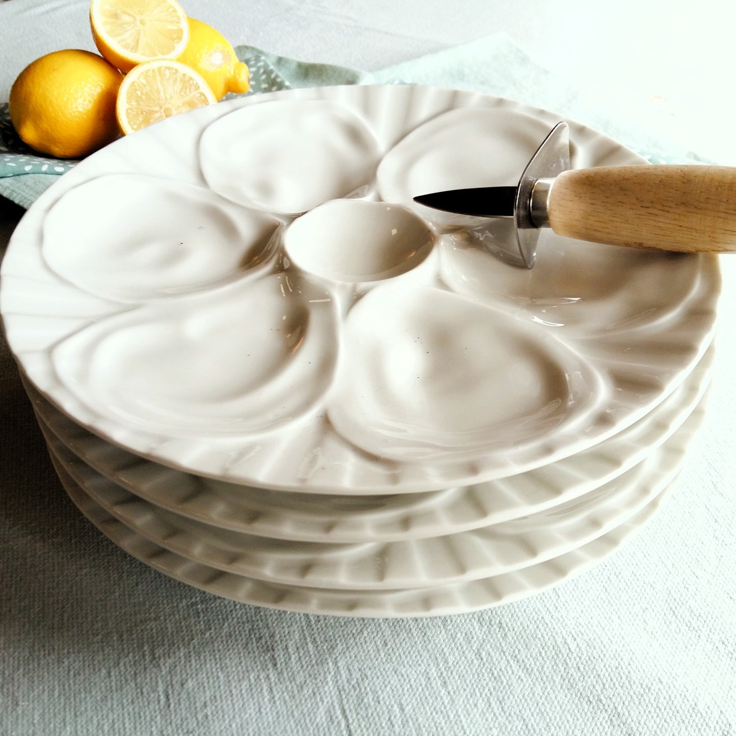 FOUR Oyster Plates. Pillivuyt Porcelain from Tiggy & Pip - Just €116! Shop now at Tiggy and Pip