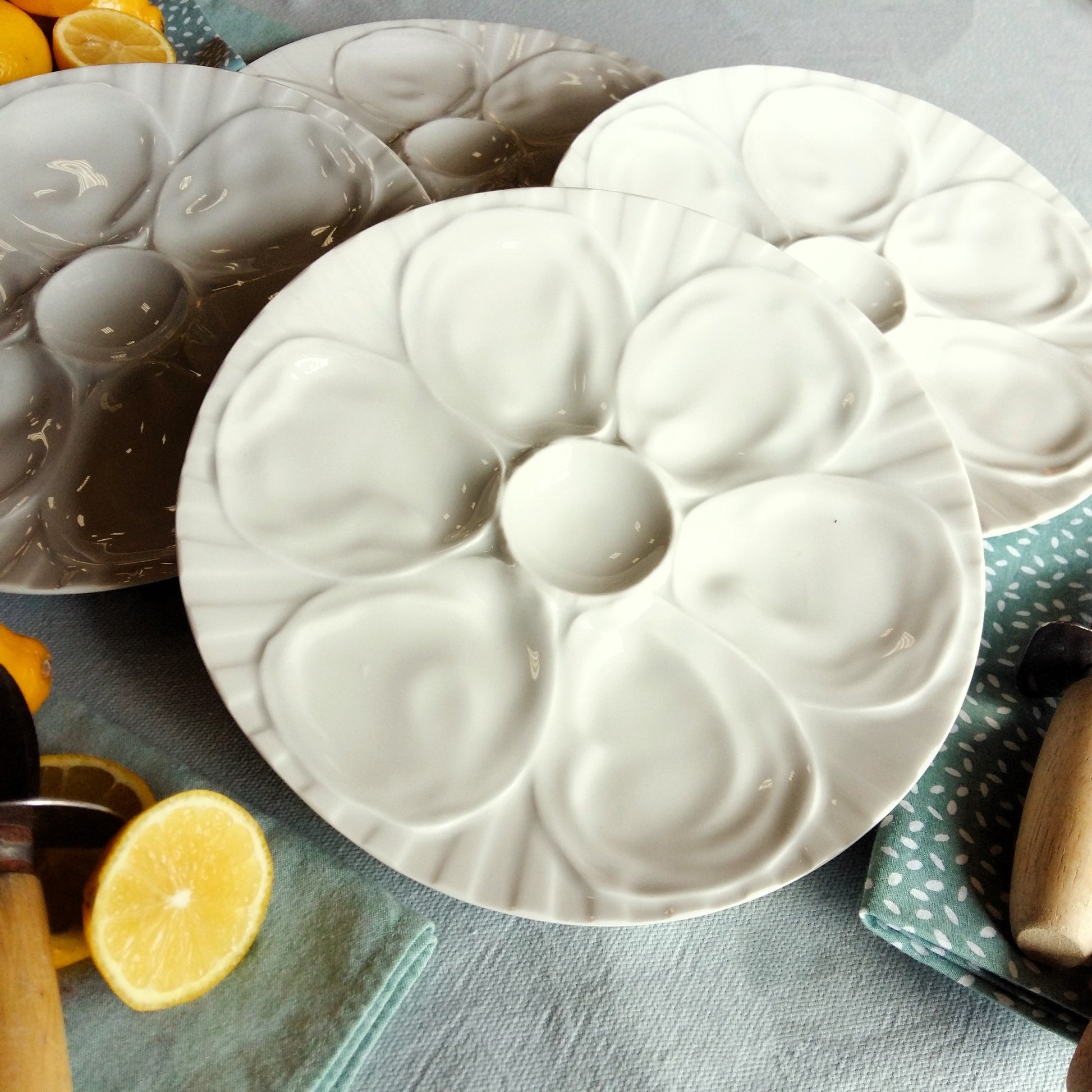 FOUR Oyster Plates. Pillivuyt Porcelain from Tiggy & Pip - Just €116! Shop now at Tiggy and Pip