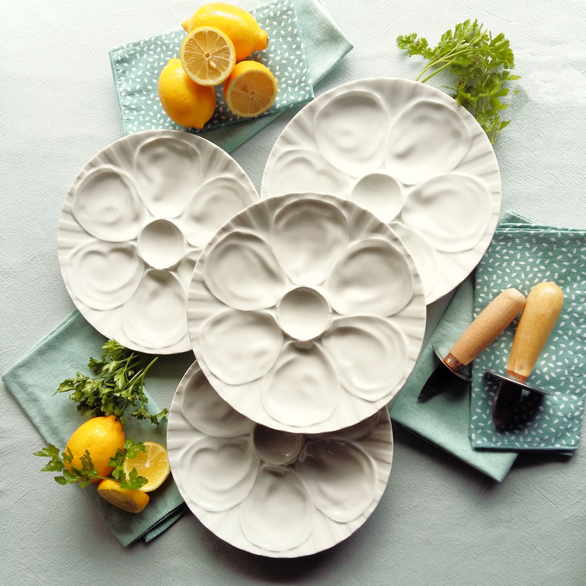 FOUR Oyster Plates. Pillivuyt Porcelain from Tiggy & Pip - Just €116! Shop now at Tiggy and Pip