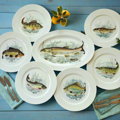 Six Limoges Porcelain Fish Plates and Platter from Tiggy & Pip - Just €260! Shop now at Tiggy and Pip