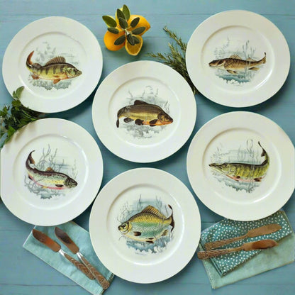 Six Limoges Porcelain Fish Plates from Tiggy & Pip - Just €174! Shop now at Tiggy and Pip