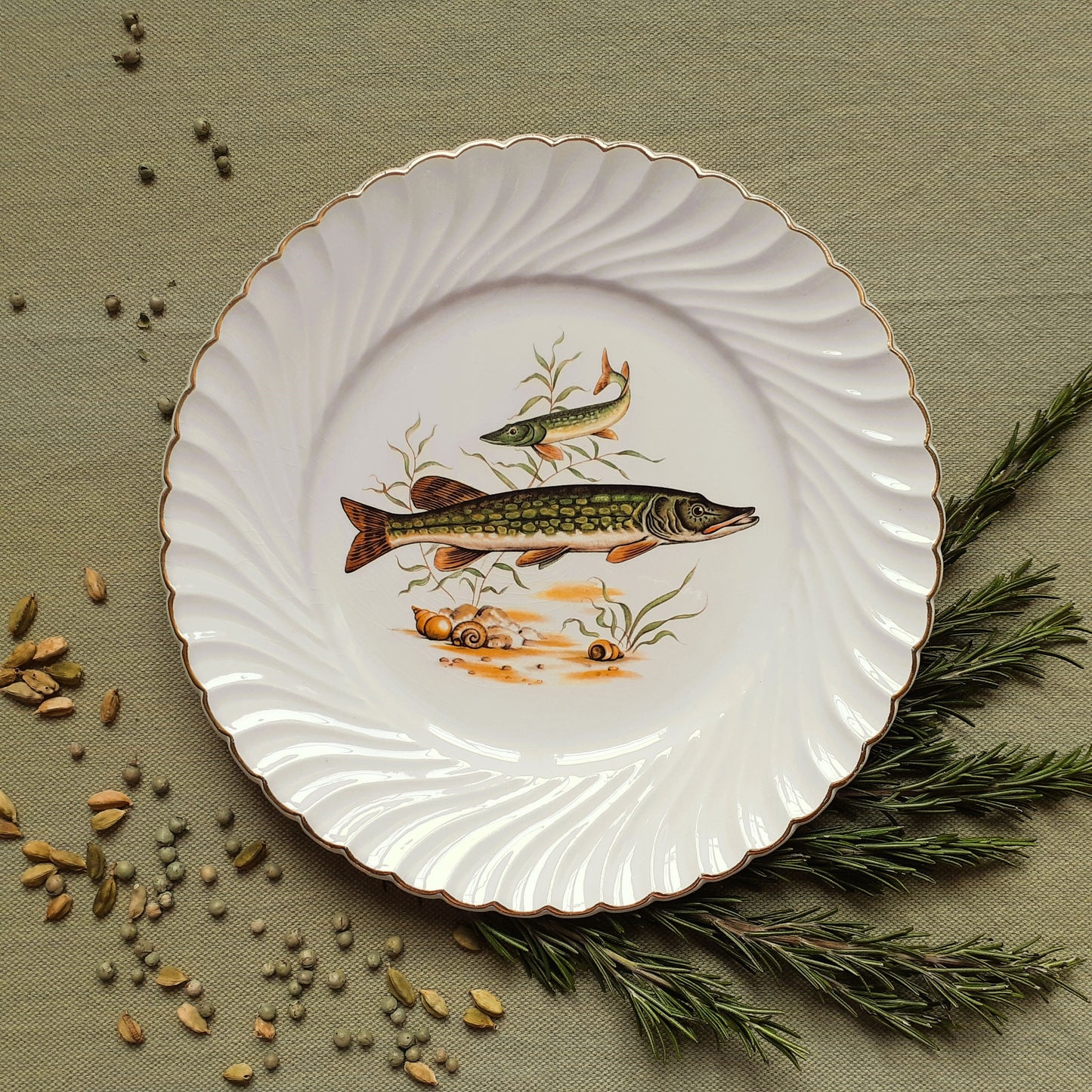 Six antique fish plates by Lunéville, France from Tiggy & Pip - Just €168! Shop now at Tiggy and Pip