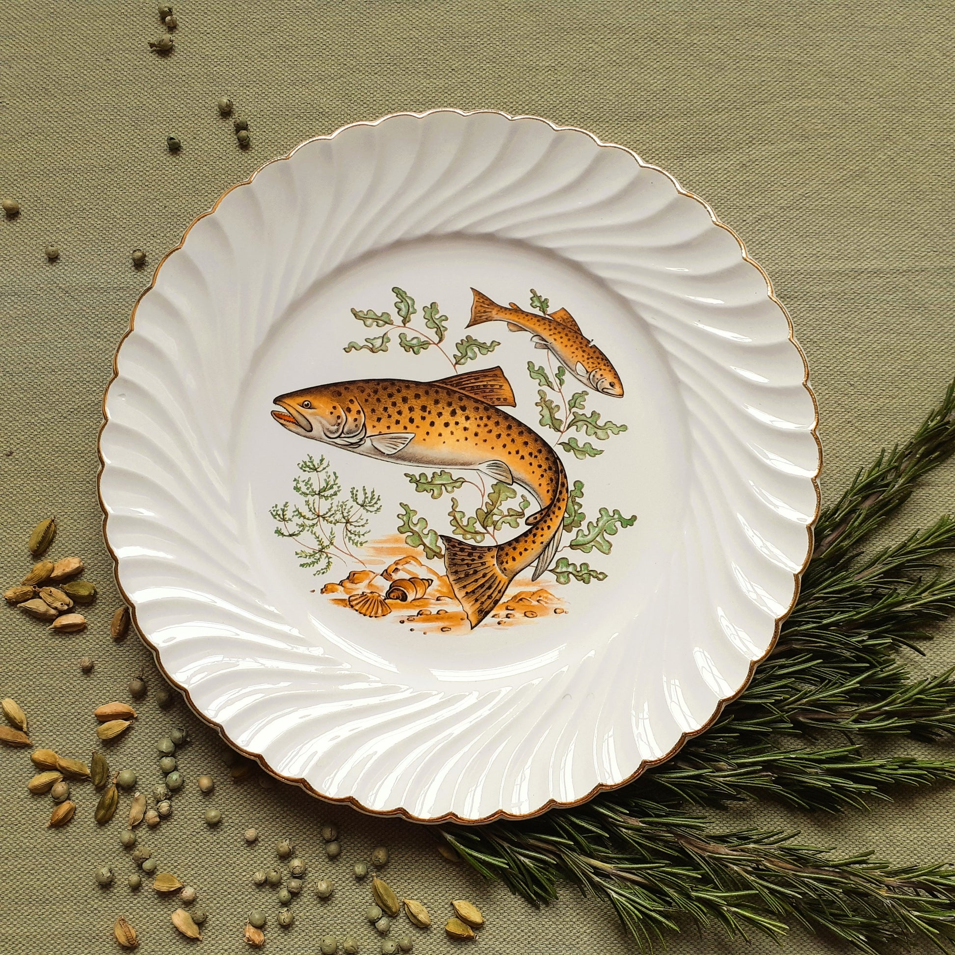 Six antique fish plates by Lunéville, France from Tiggy & Pip - Just €168! Shop now at Tiggy and Pip