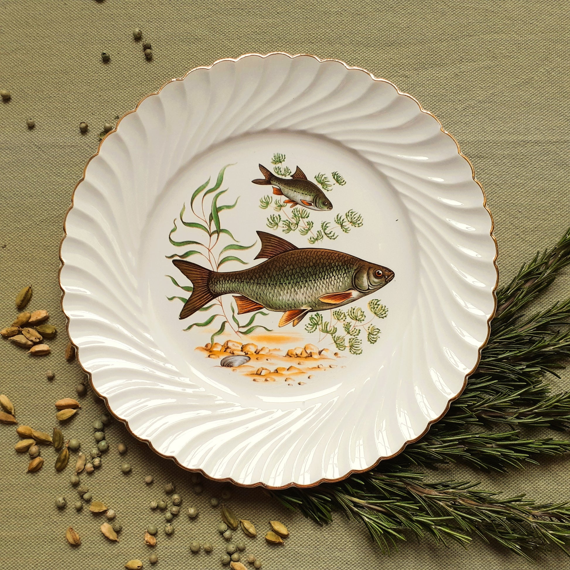 Six antique fish plates by Lunéville, France from Tiggy & Pip - Just €168! Shop now at Tiggy and Pip