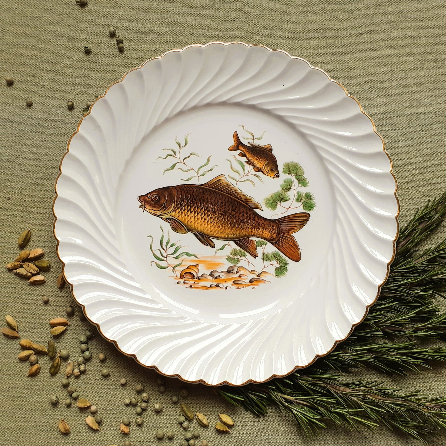 Six antique fish plates by Lunéville, France from Tiggy & Pip - Just €168! Shop now at Tiggy and Pip