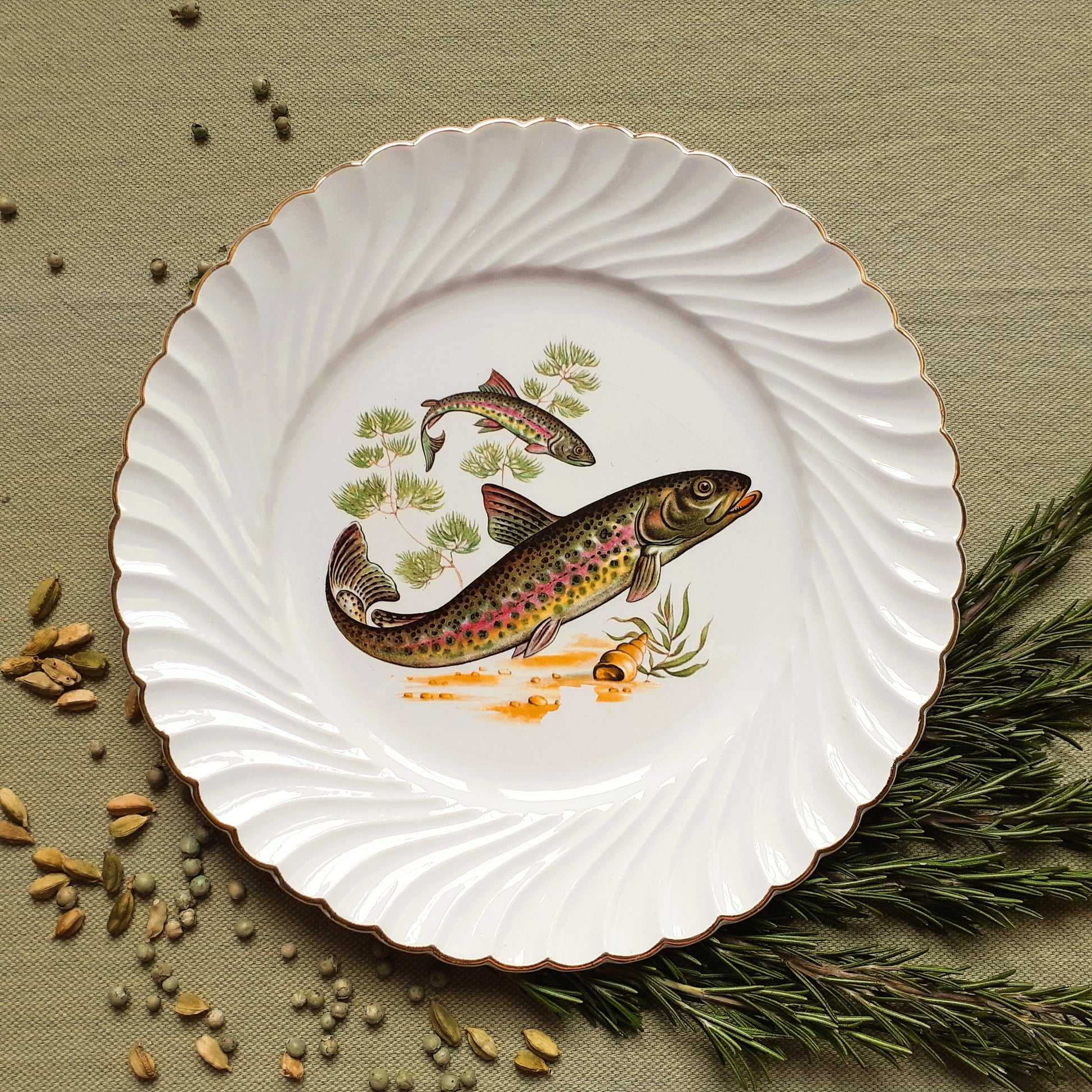 Six antique fish plates by Lunéville, France from Tiggy & Pip - Just €168! Shop now at Tiggy and Pip