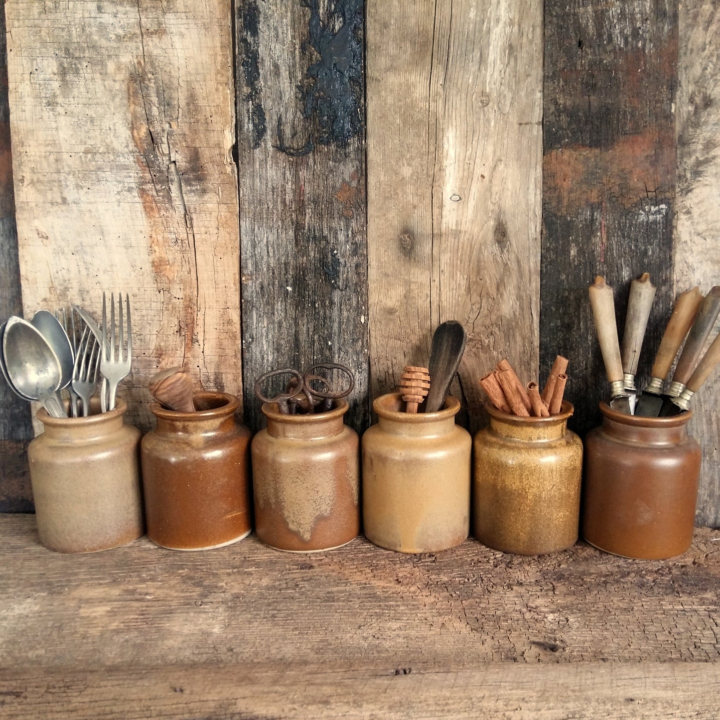 Set of 6 Stoneware Mustard Pots. from Tiggy & Pip - Just €144! Shop now at Tiggy and Pip