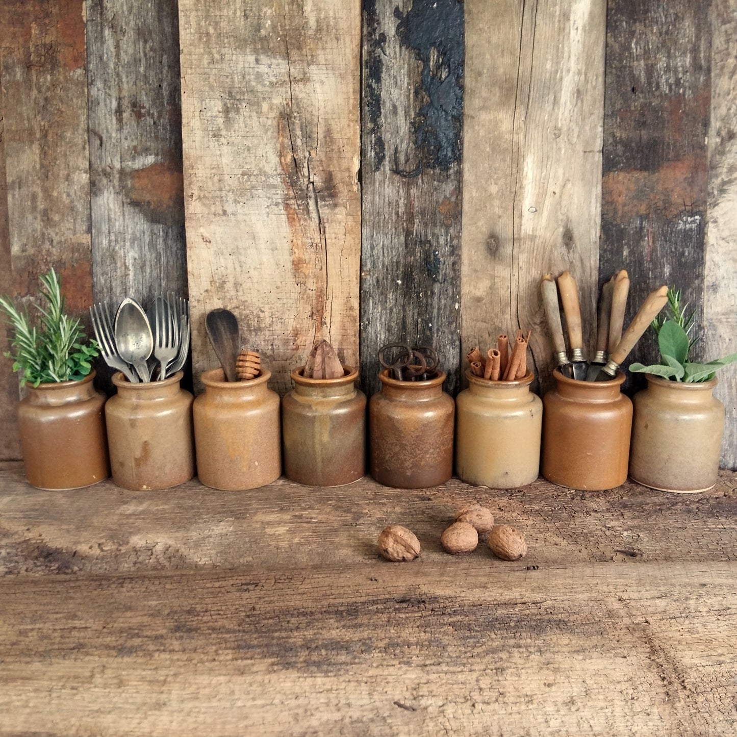 Set of 8 Rustic Stoneware Mustard Pots from Tiggy & Pip - Just €192! Shop now at Tiggy and Pip
