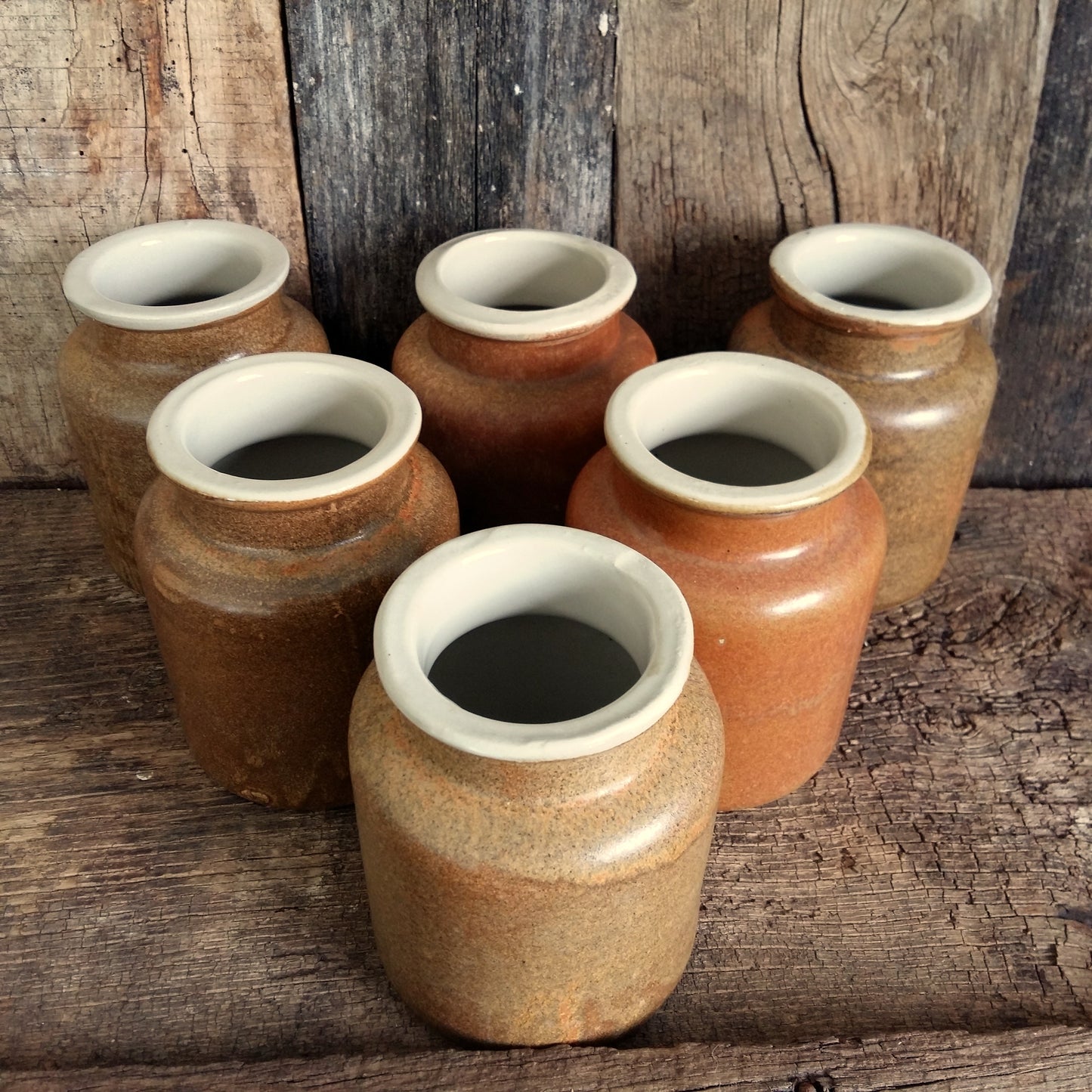 6 Stoneware Mustard Crocks. from Tiggy & Pip - Just €144! Shop now at Tiggy and Pip