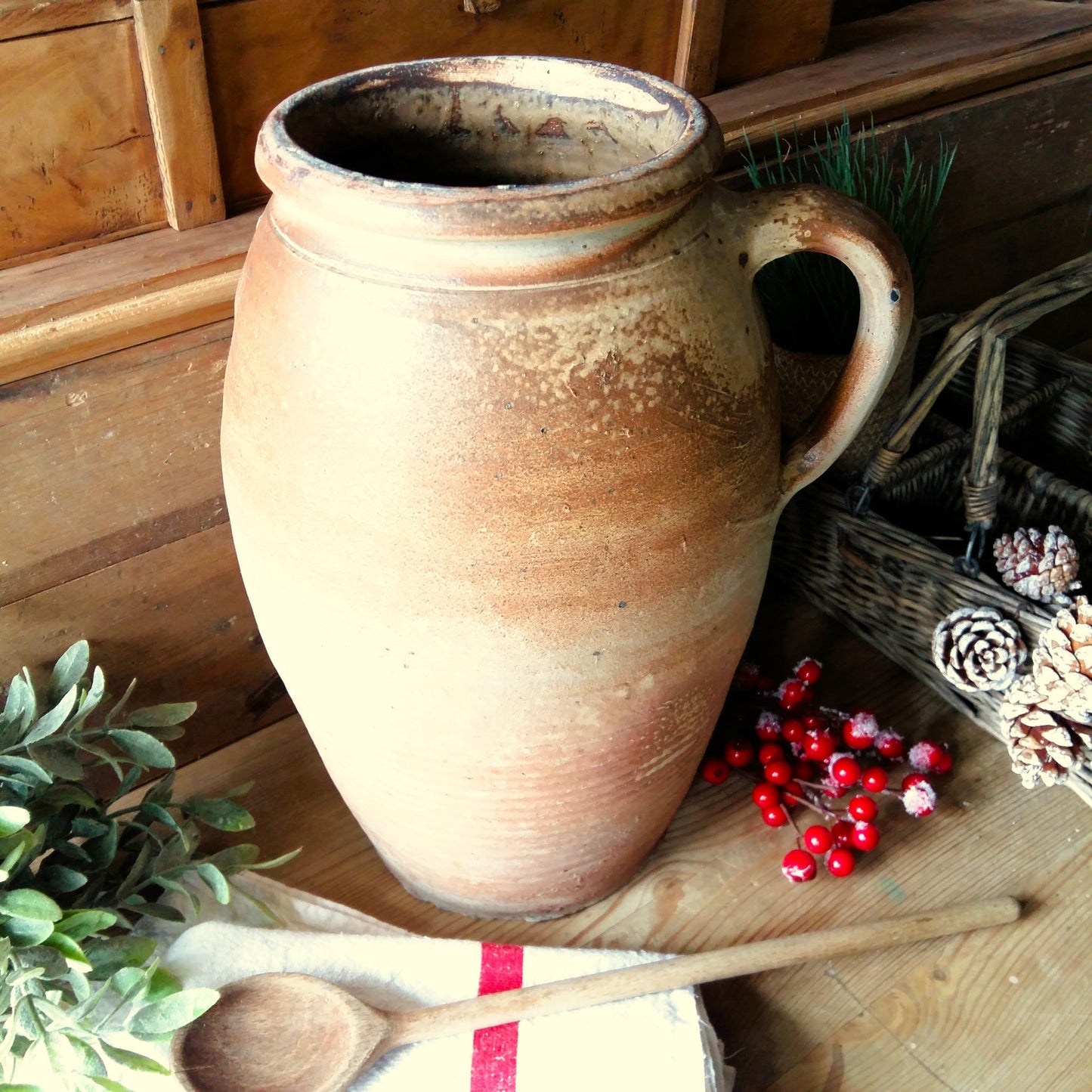 Huge Tall Antique Confit Pot. Crock Pot from Tiggy & Pip - Just €179! Shop now at Tiggy and Pip