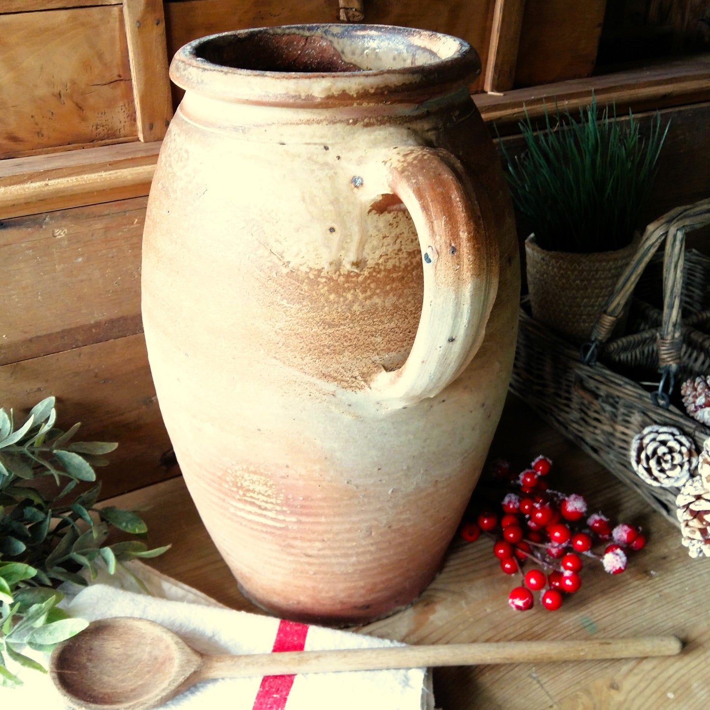 Huge Tall Antique Confit Pot. Crock Pot from Tiggy & Pip - Just €179! Shop now at Tiggy and Pip