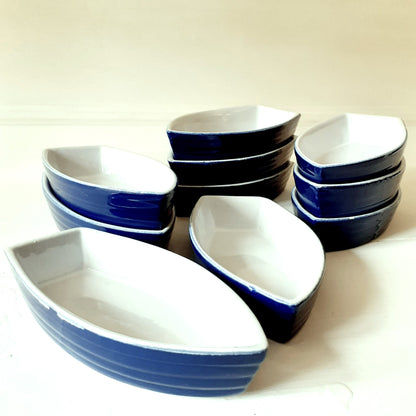 TEN Blue & White Boat Shaped Dishes from Tiggy & Pip - Just €98! Shop now at Tiggy and Pip