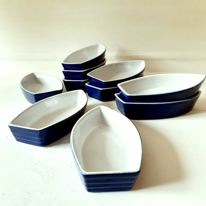 TEN Blue & White Boat Shaped Dishes from Tiggy & Pip - Just €98! Shop now at Tiggy and Pip