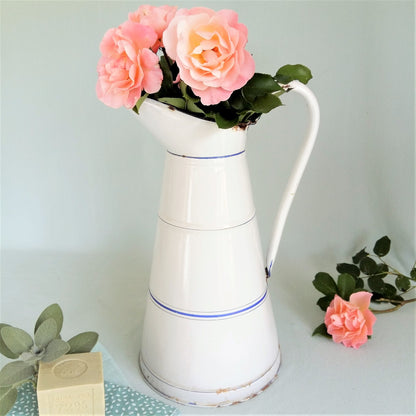 Large antique white enamel pitcher from Tiggy & Pip - Just €129! Shop now at Tiggy and Pip