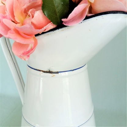 Large antique white enamel pitcher from Tiggy & Pip - Just €129! Shop now at Tiggy and Pip