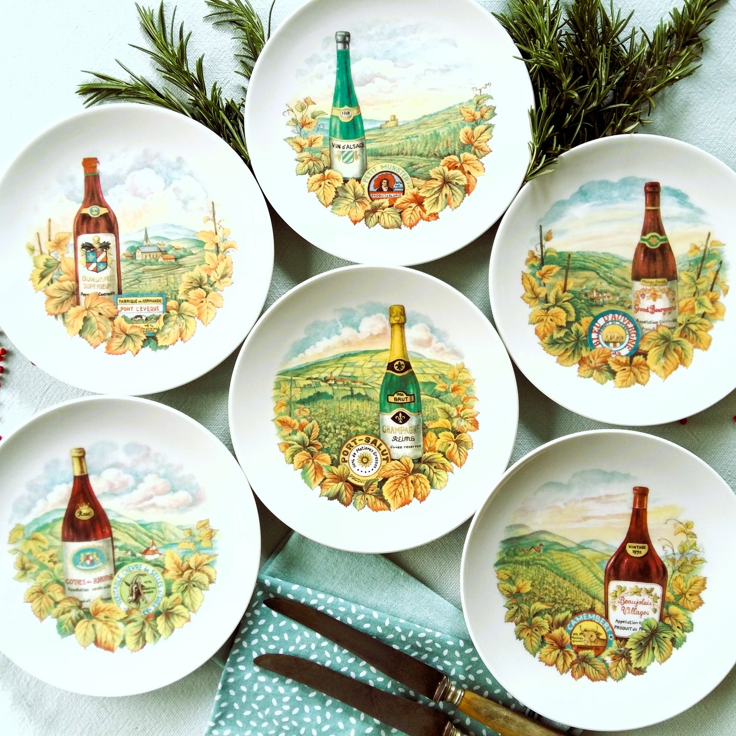 Set of Six French Wine and Cheese Party Plates from Tiggy & Pip - Just €132! Shop now at Tiggy and Pip