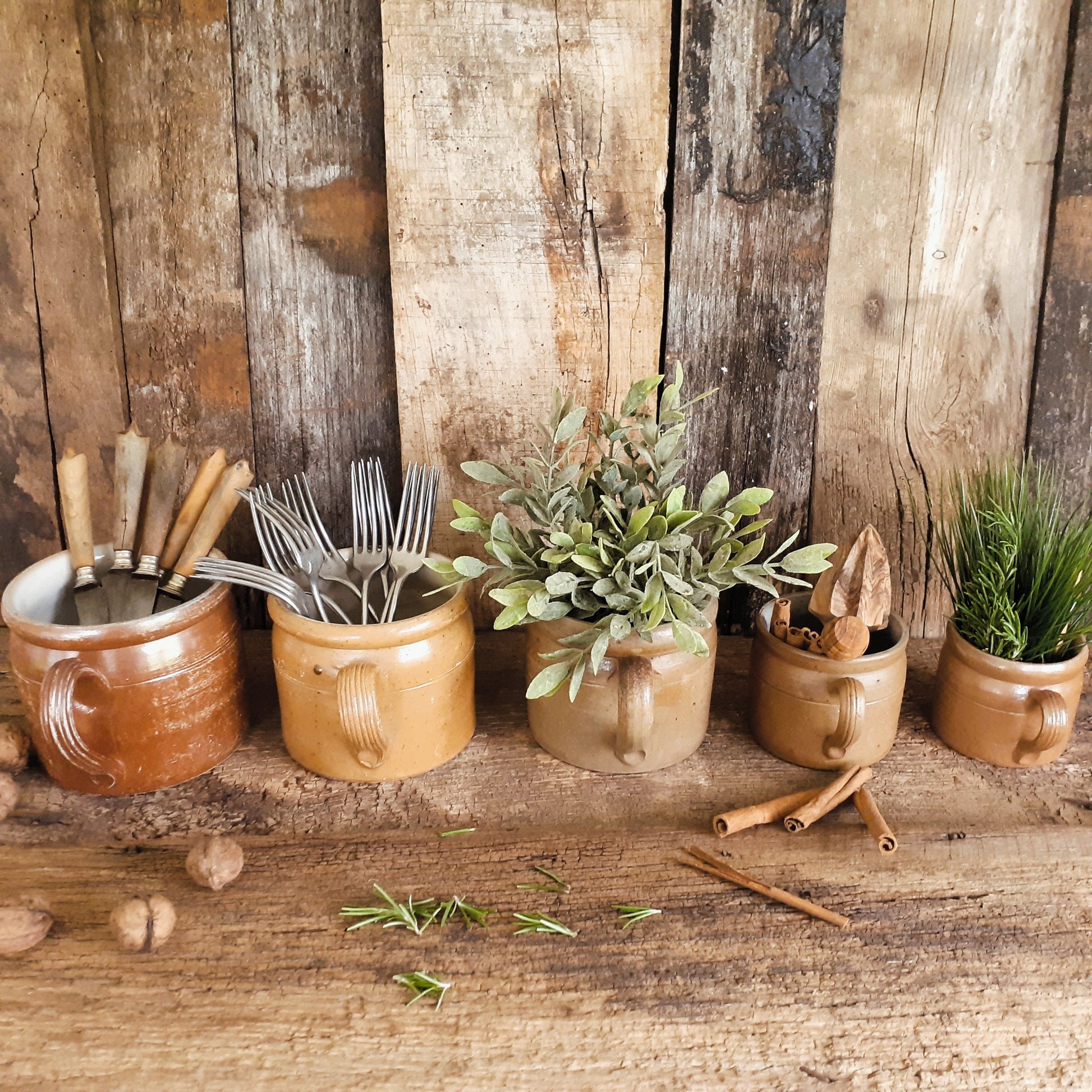 Set of FIVE Antique Confit Pots from Tiggy & Pip - Just €225! Shop now at Tiggy and Pip