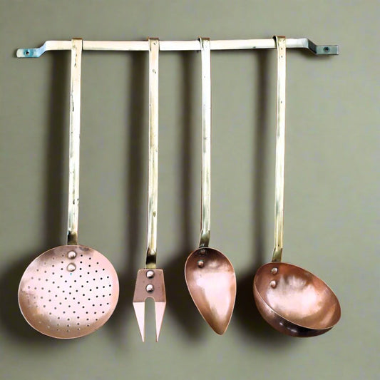 Copper Kitchen Utensils with Hanging Rail from Tiggy & Pip - Just €98! Shop now at Tiggy and Pip