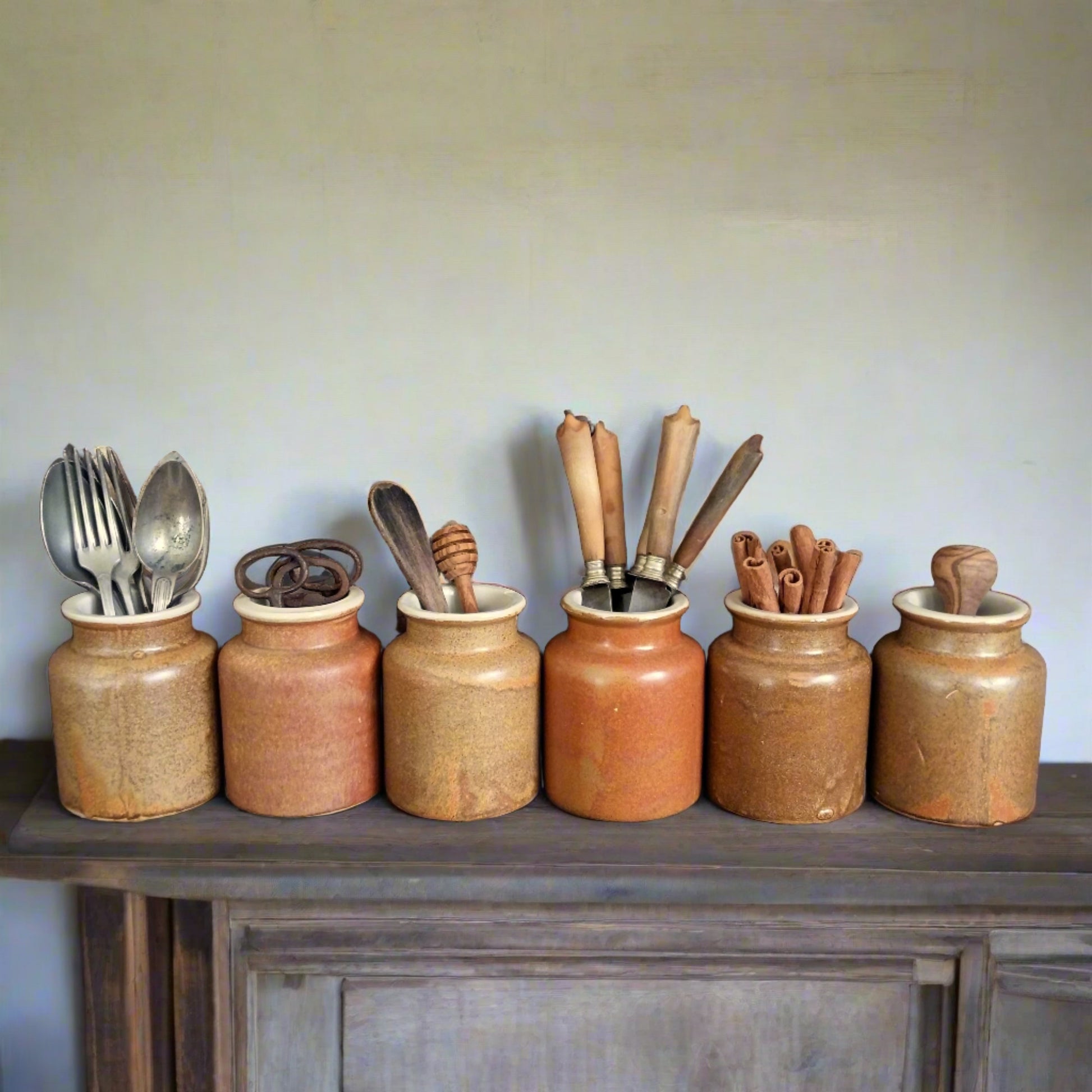 6 Stoneware Mustard Crocks. from Tiggy & Pip - Just €144! Shop now at Tiggy and Pip