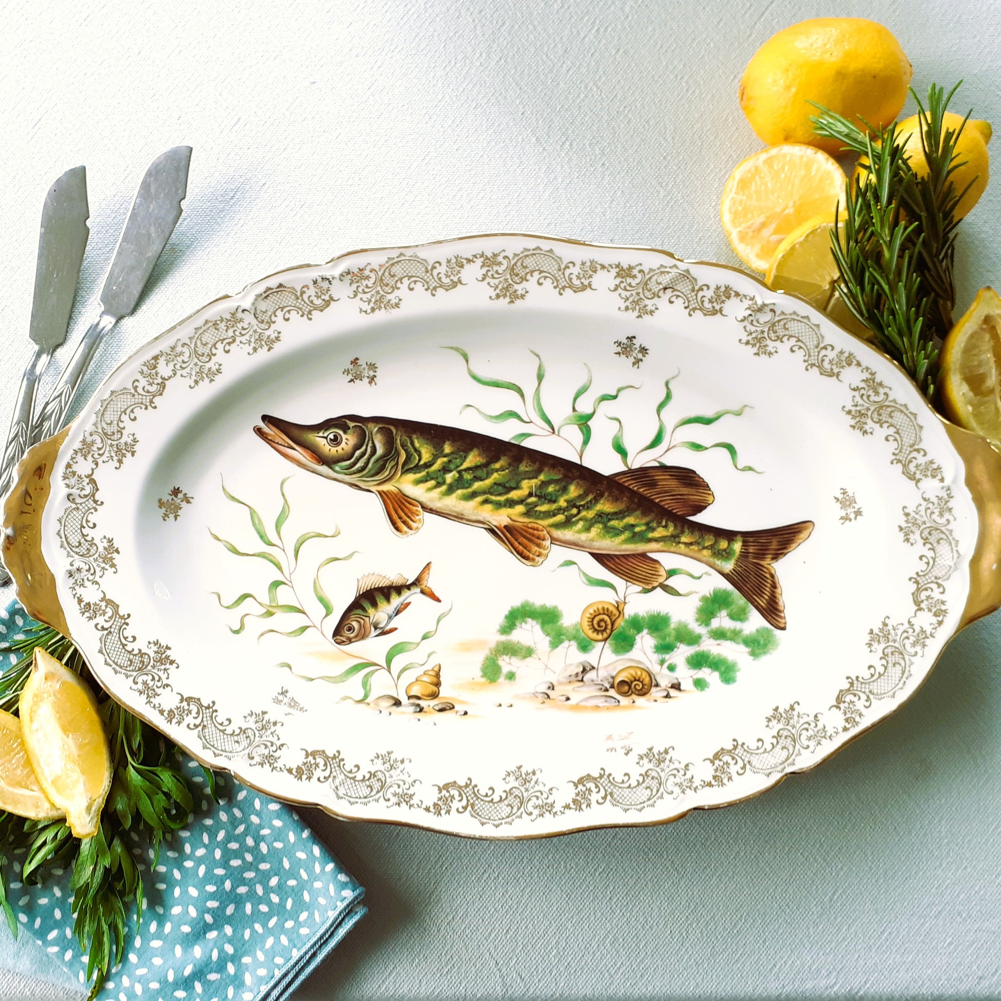 EIGHT Limoges Fish Plates and Platter from Tiggy & Pip - Just €225! Shop now at Tiggy and Pip