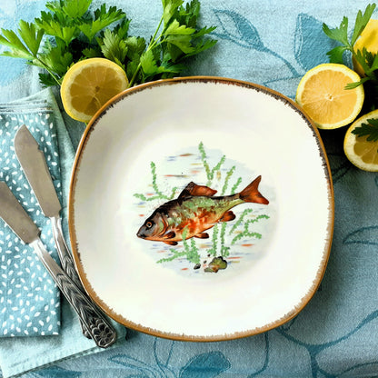 Six French Porcelain Fish Plates from Tiggy & Pip - Just €168! Shop now at Tiggy and Pip