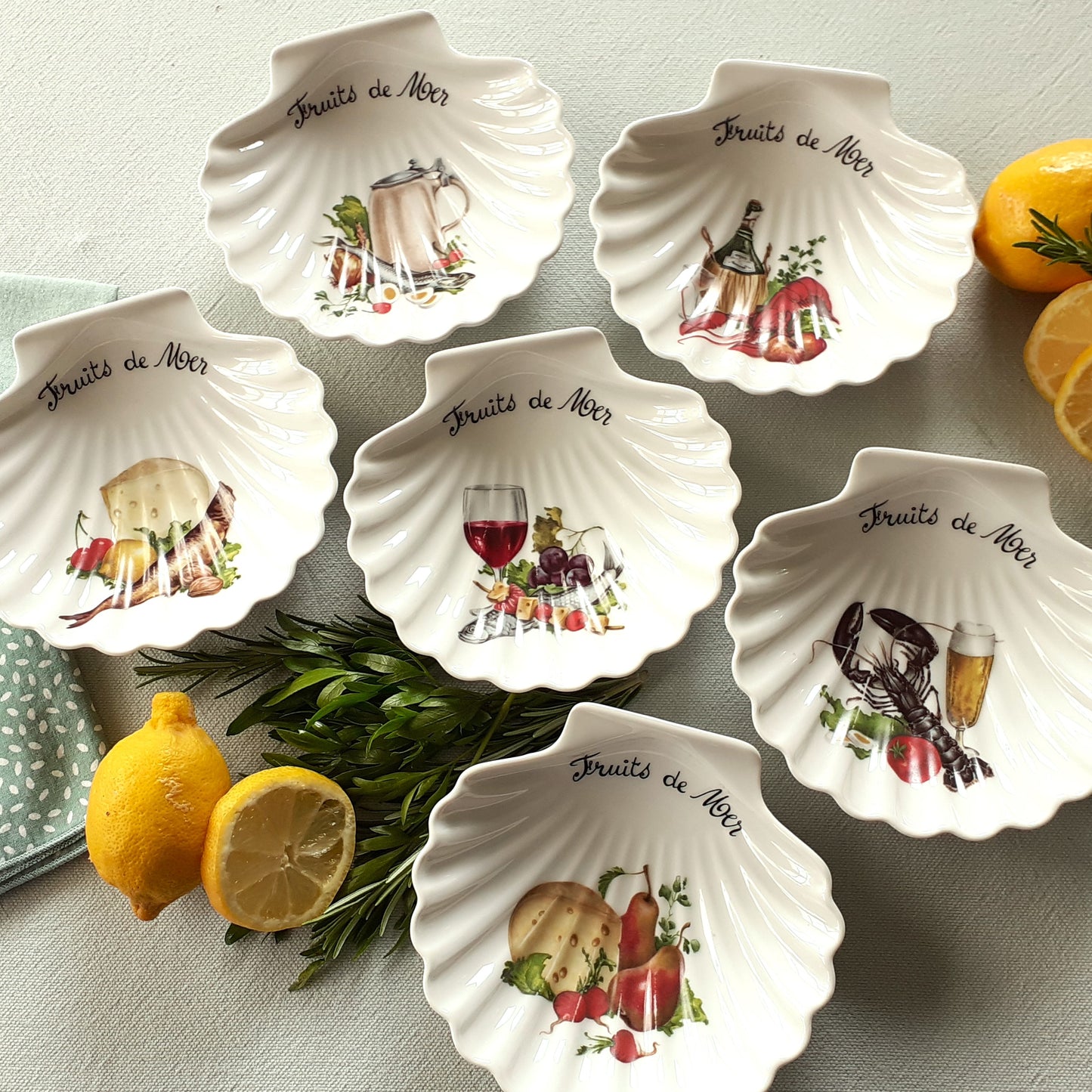 Set of Six Fruits de Mer Seafood Dishes from Tiggy & Pip - Just €90! Shop now at Tiggy and Pip