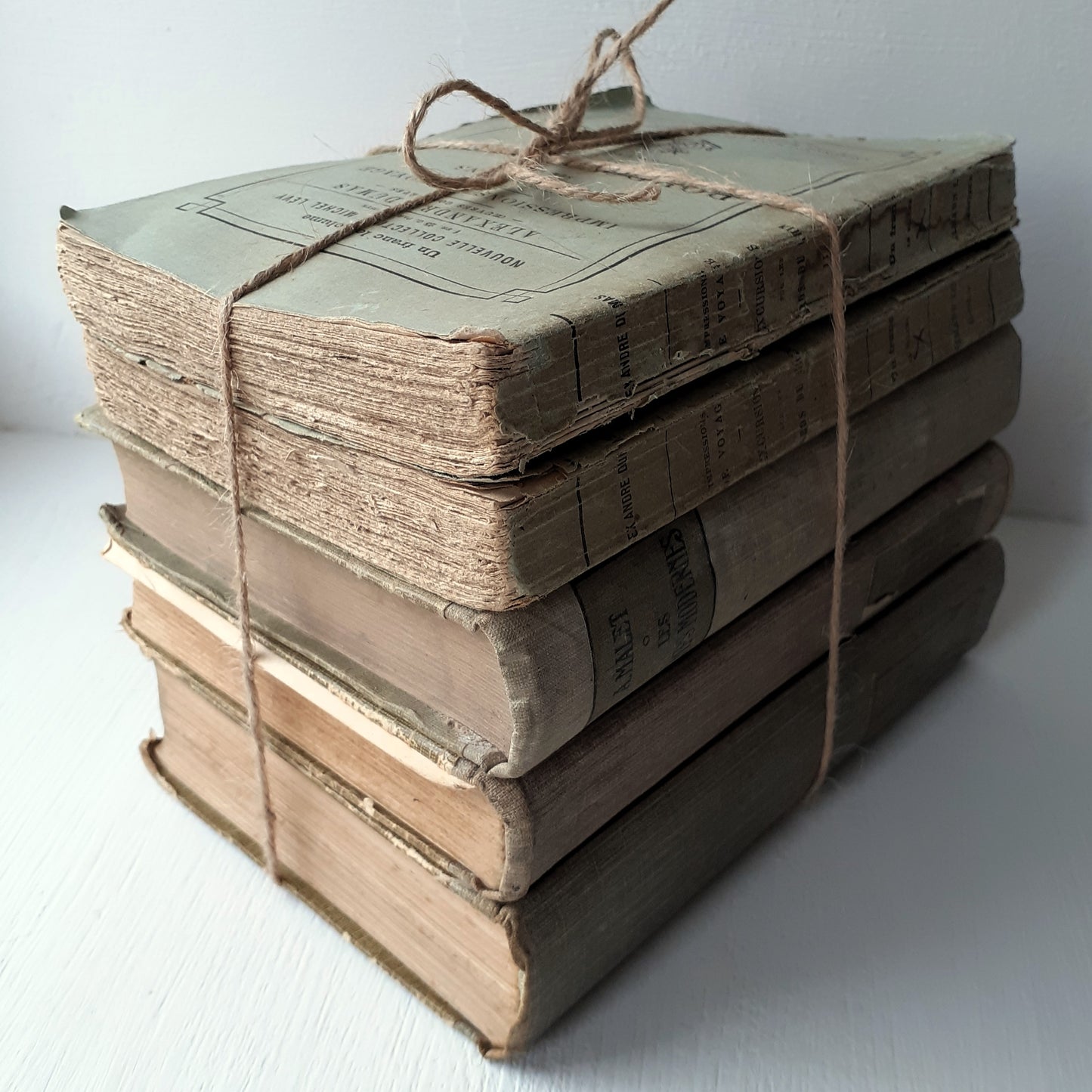 Antique, Duck Egg Blue/Grey French Book Stack from Tiggy & Pip - Just €140! Shop now at Tiggy and Pip