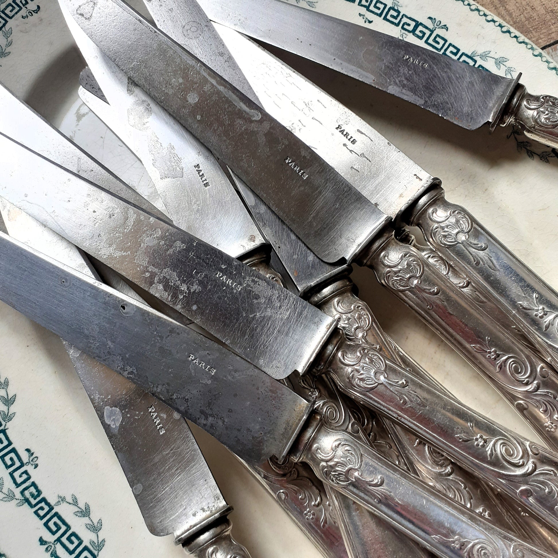 Twelve antique knives, stamped PARIS from Tiggy & Pip - Just €120! Shop now at Tiggy and Pip