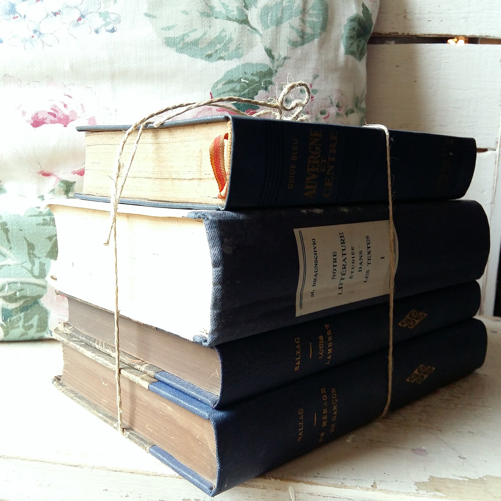 1900s French Blue Book Stack from Tiggy & Pip - Just €104! Shop now at Tiggy and Pip