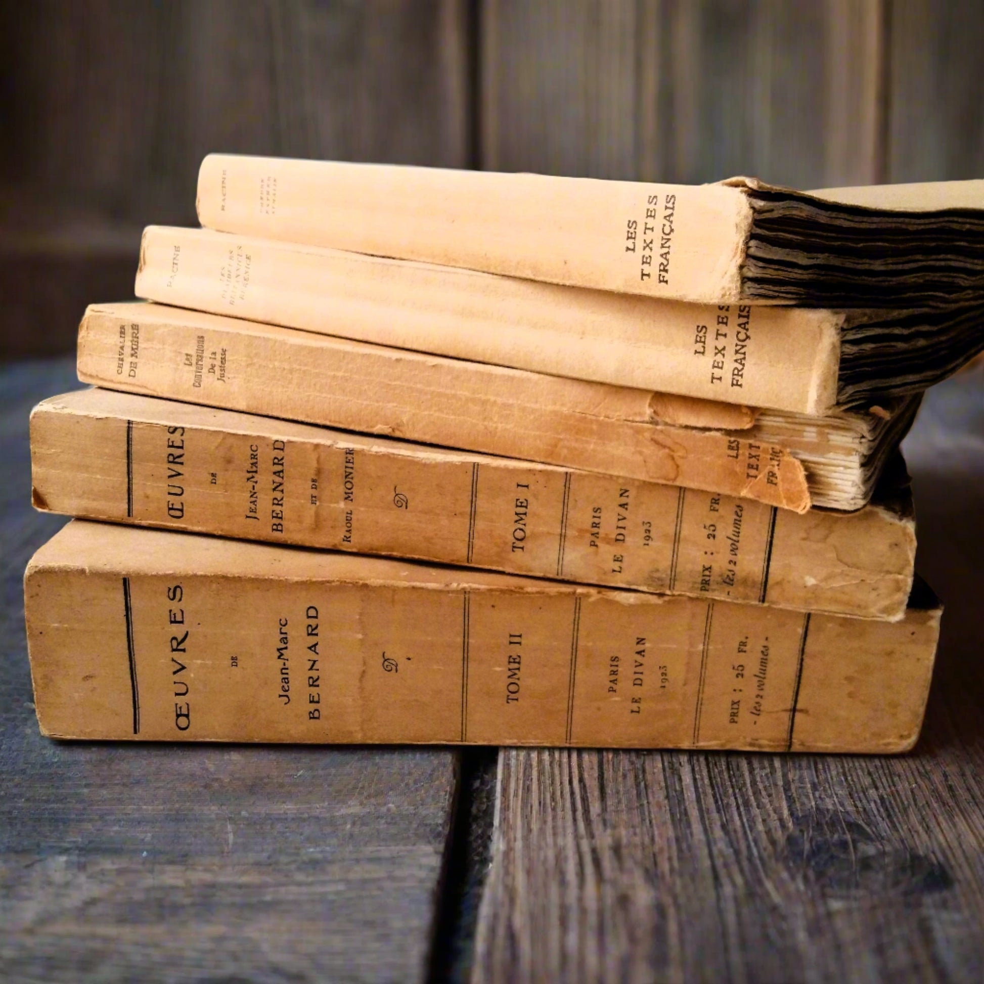 Five Antique Books. Stack of Classic French Literature from Tiggy & Pip - Just €120! Shop now at Tiggy and Pip