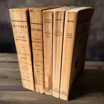 Five Antique Books. Stack of Classic French Literature from Tiggy & Pip - Just €120! Shop now at Tiggy and Pip