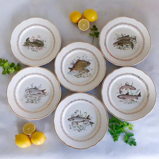 Set of Six 1950s Fish Plates from Tiggy & Pip - Just €174! Shop now at Tiggy and Pip