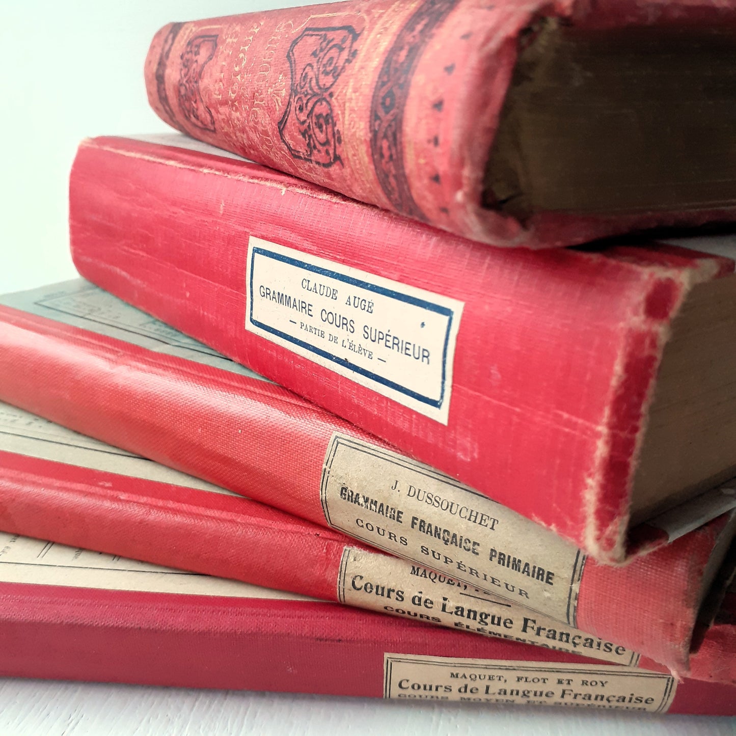 Antique French Red Book Stack from Tiggy & Pip - Just €120! Shop now at Tiggy and Pip