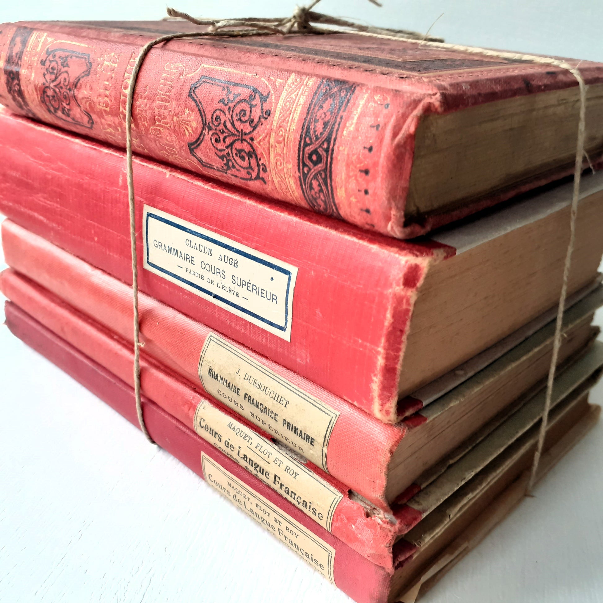 Antique French Red Book Stack from Tiggy & Pip - Just €130! Shop now at Tiggy and Pip