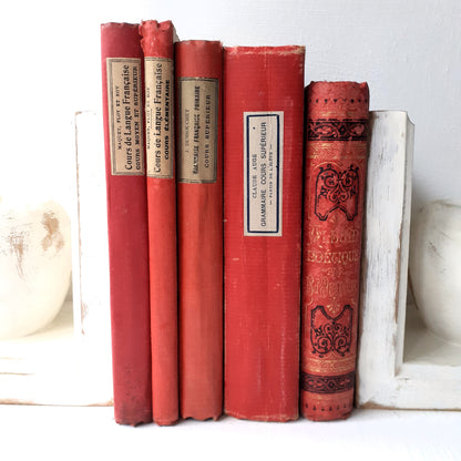 Antique French Red Book Stack from Tiggy & Pip - Just €130! Shop now at Tiggy and Pip